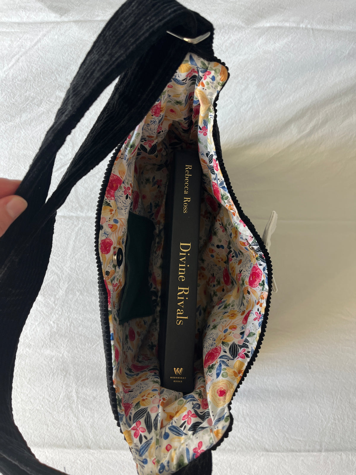 Black Corduroy Claspy Bag