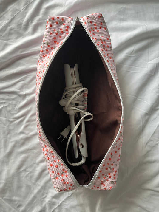 Pink Floral Hair Tools Bag
