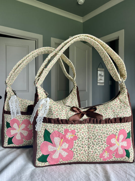 The Hibiscus Lucy Bag with front pockets