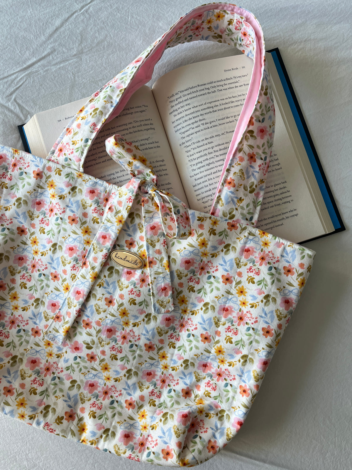 Pink Floral Tote Bag