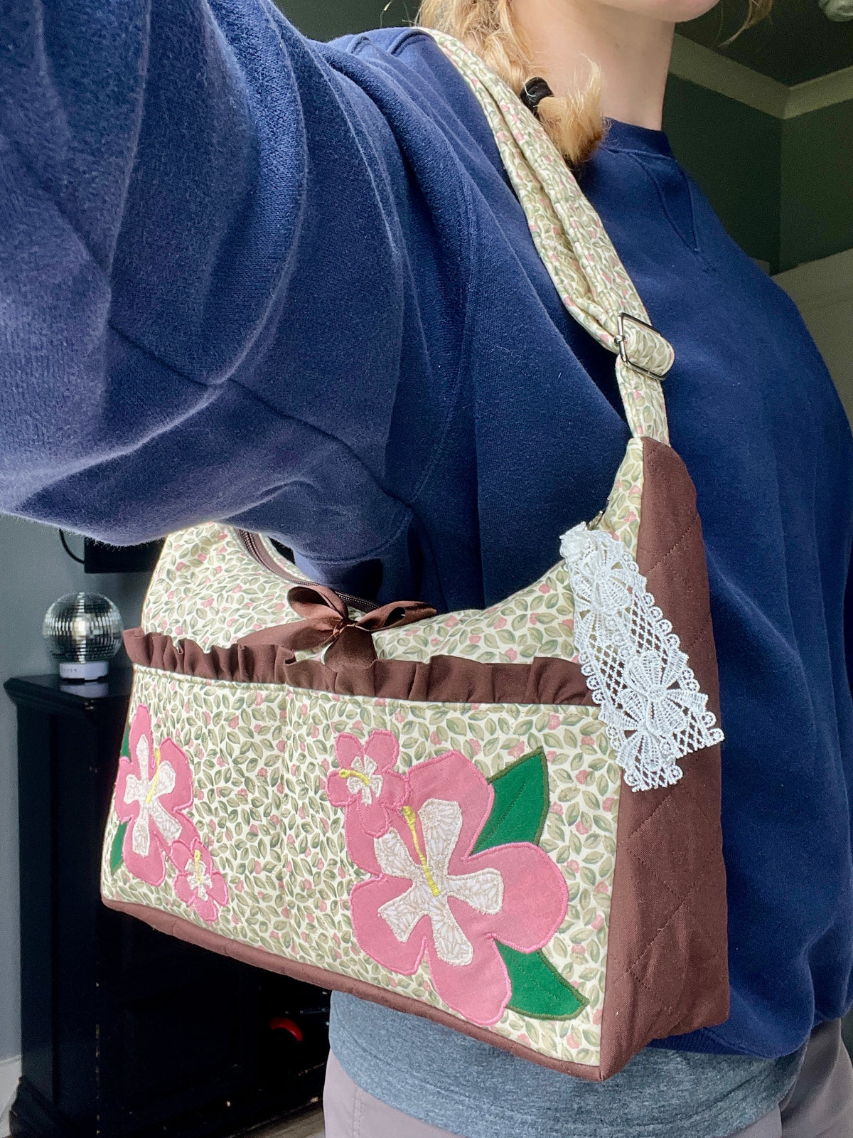 The Hibiscus Lucy Bag with front pockets