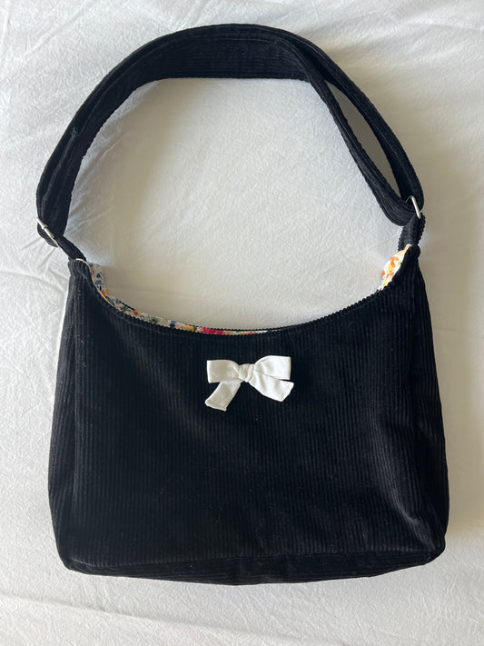Black Corduroy Claspy Bag
