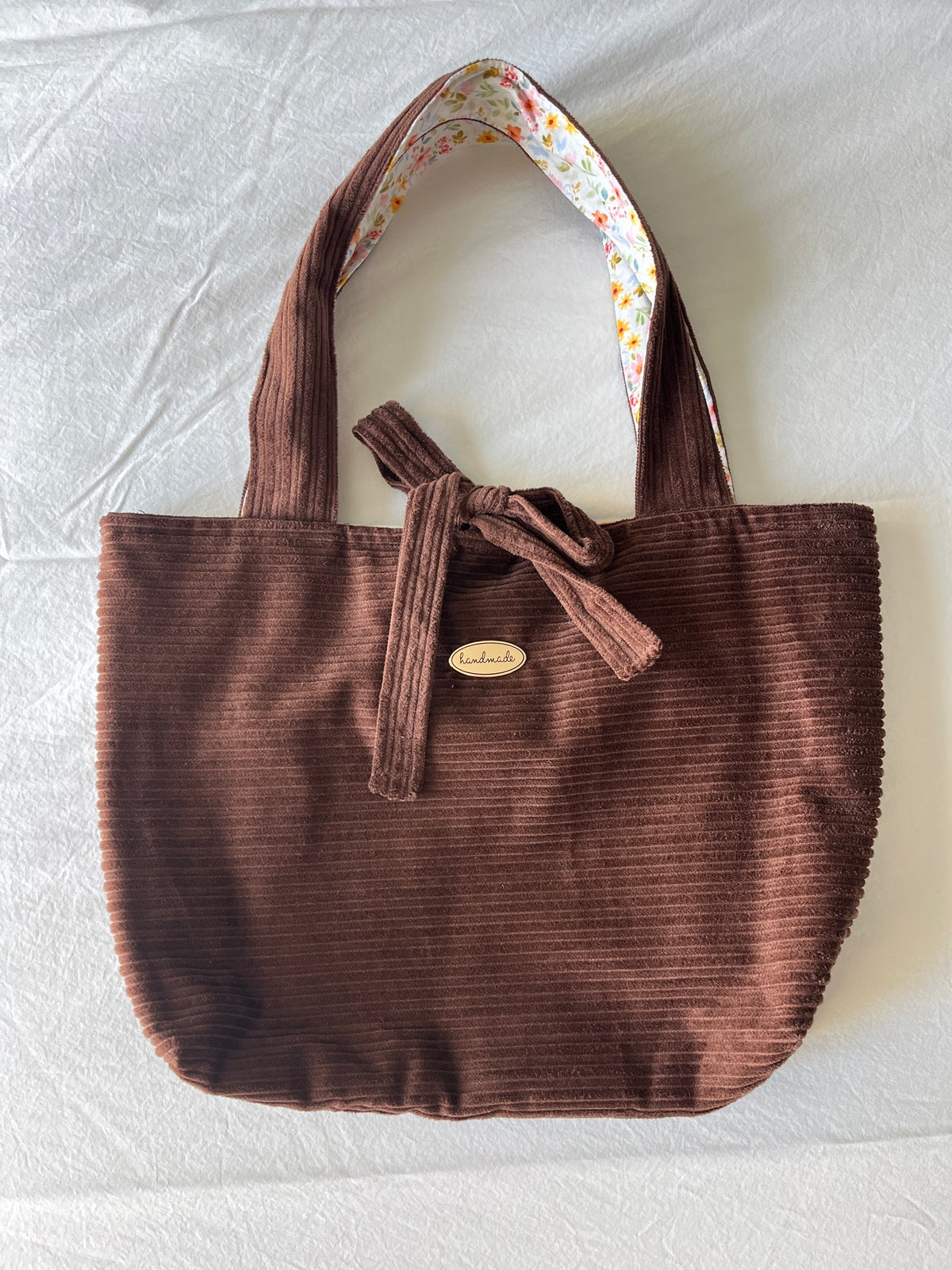 Brown Corduroy Tote Bag