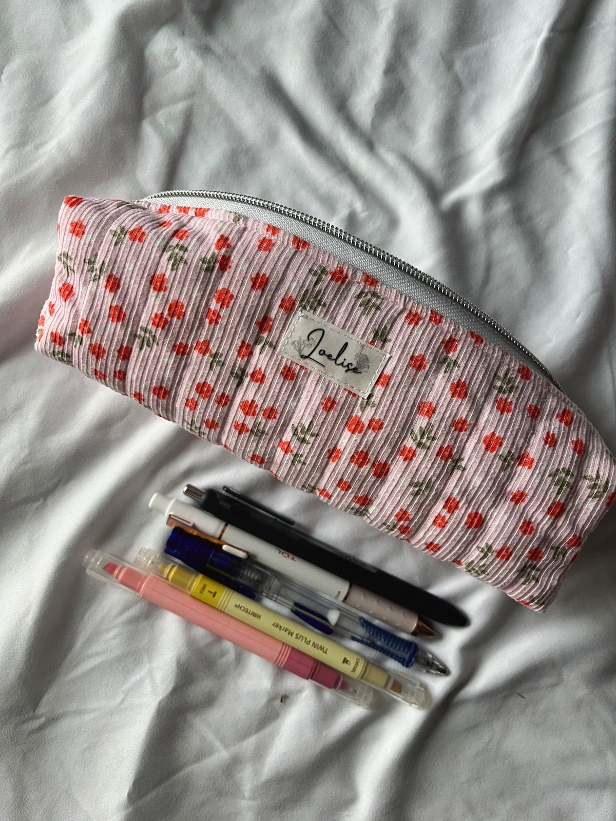 Pink Floral Pencil Case
