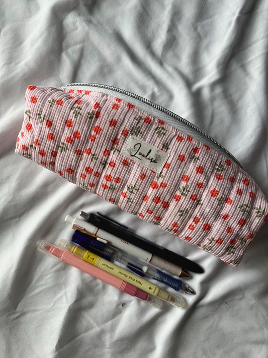 Pink Floral Pencil Case
