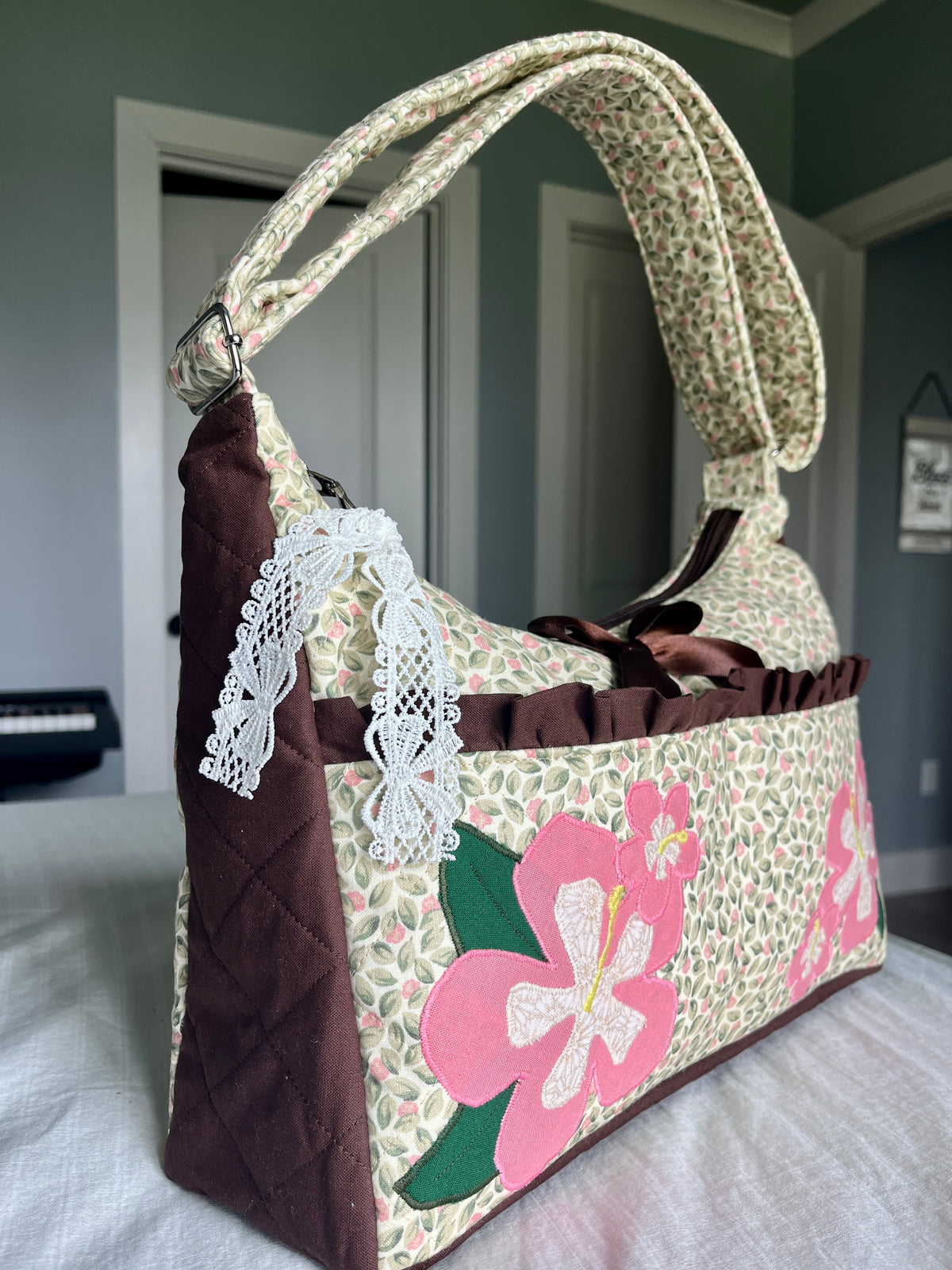 The Hibiscus Lucy Bag with front pockets