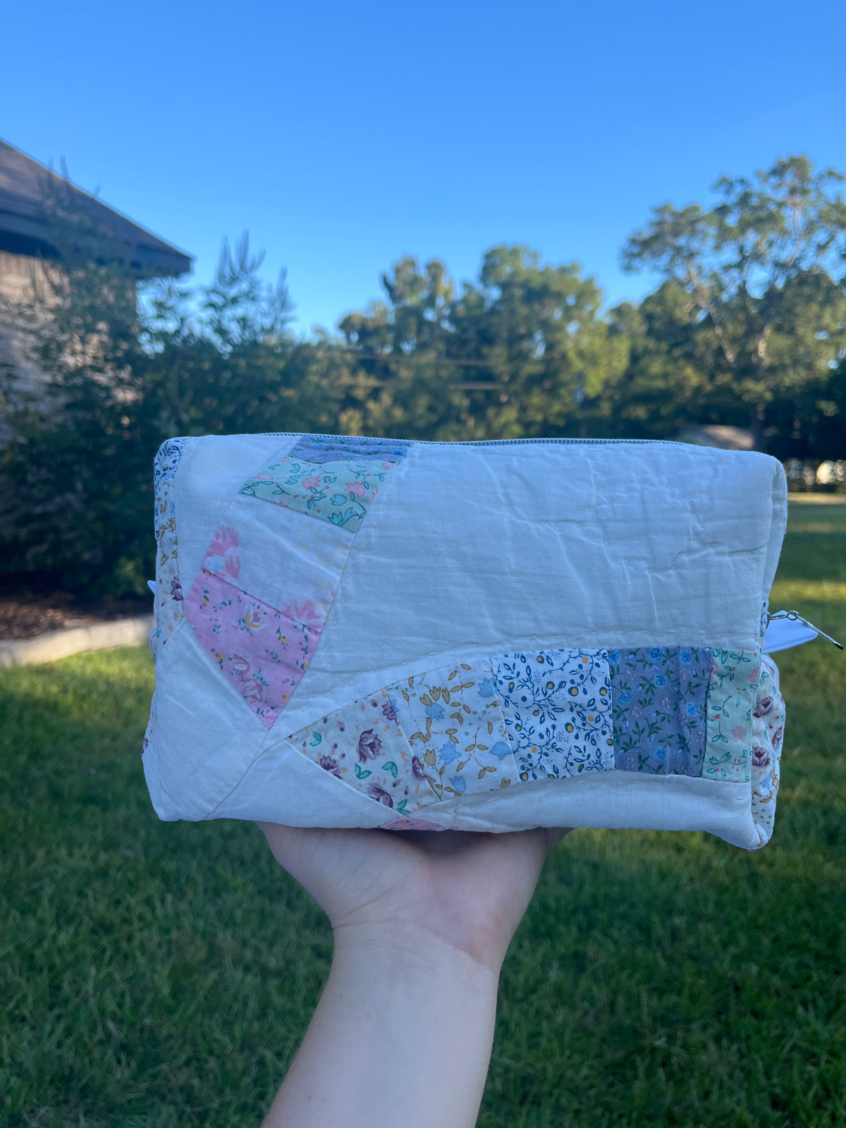 Upcycled Quilt Large Makeup Bag