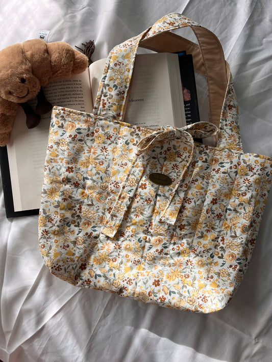 Yellow Floral Tote Bag