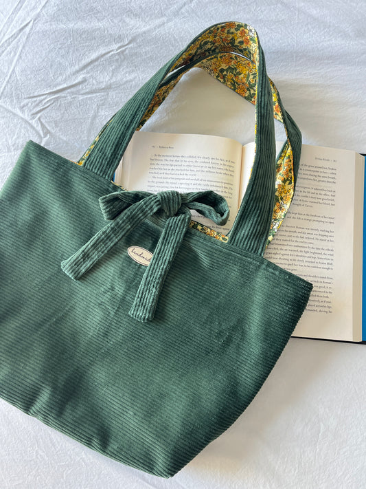 Green Corduroy Tote Bag