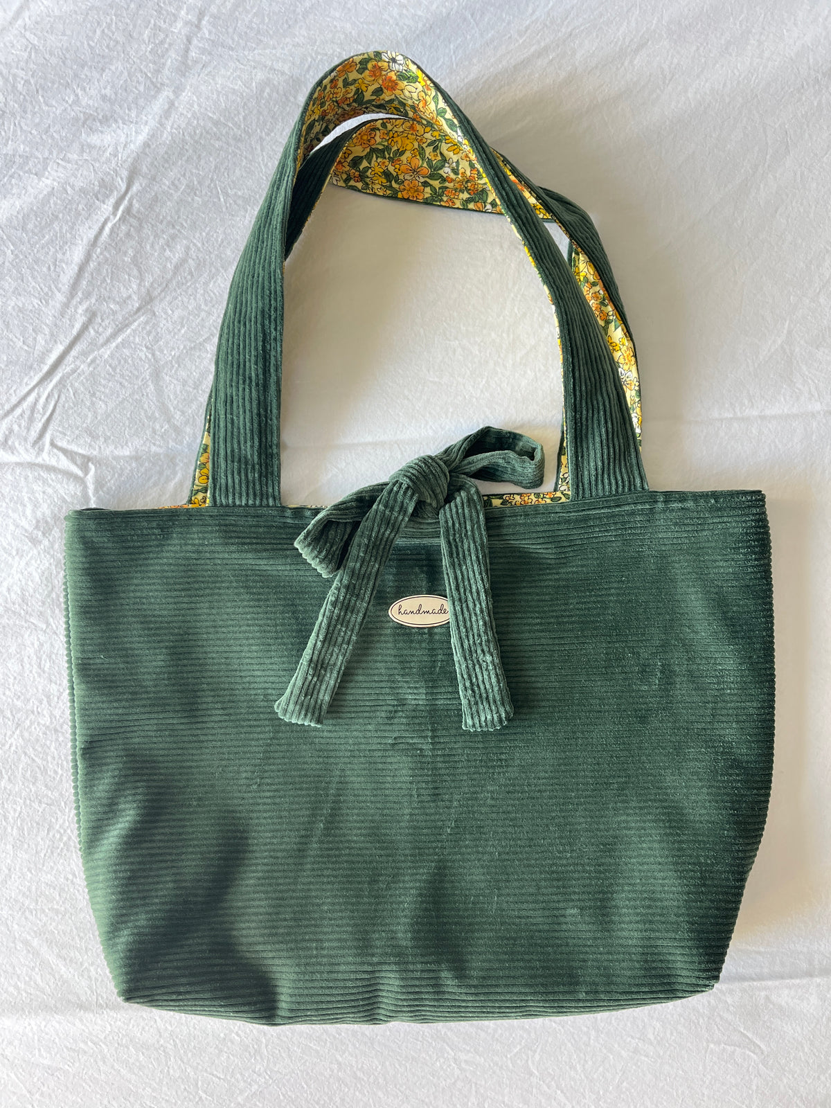 Green Corduroy Tote Bag