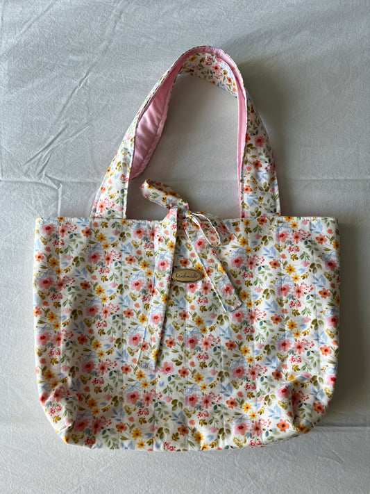 Pink Floral Tote Bag