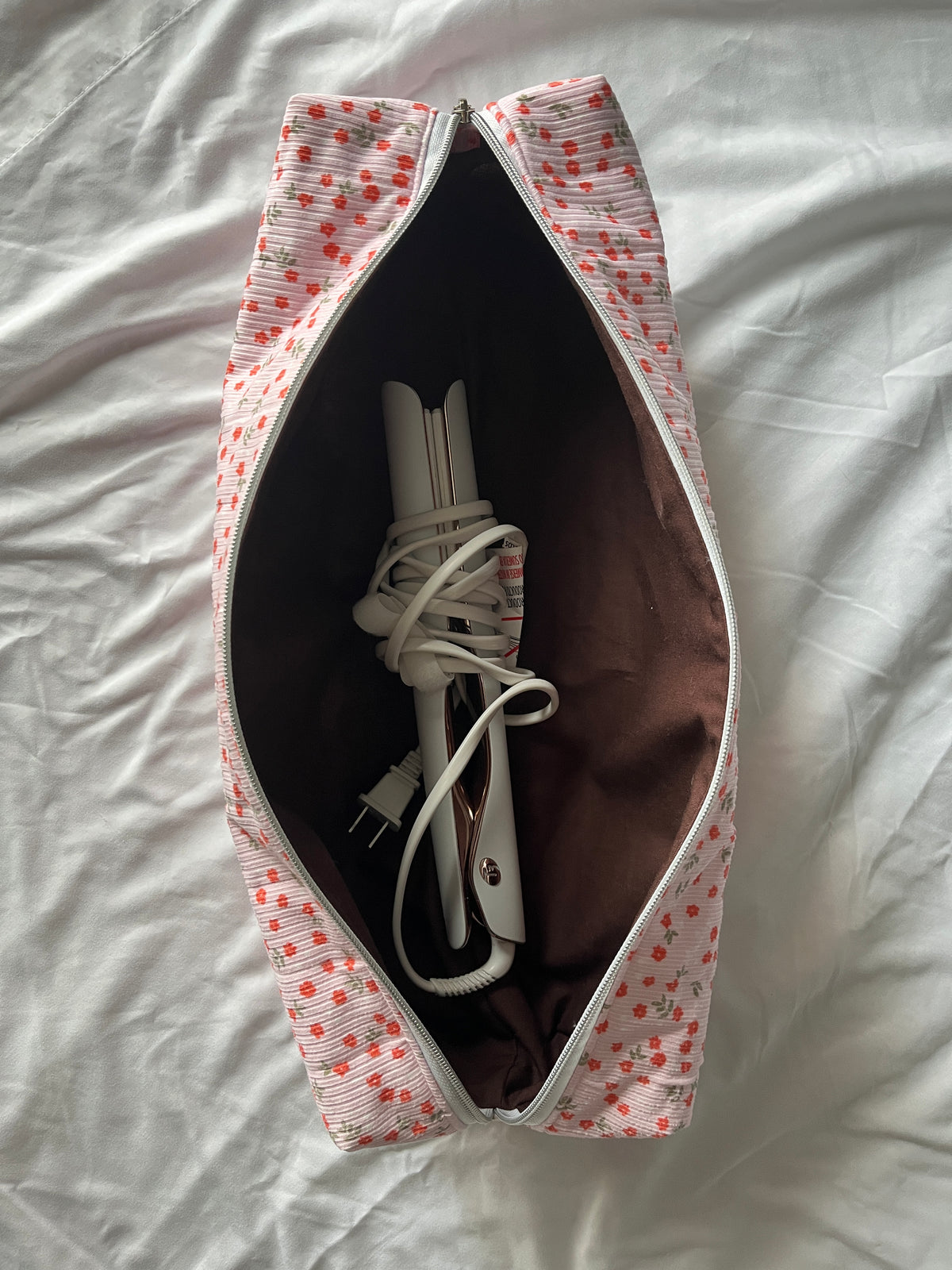 Pink Floral Hair Tools Bag